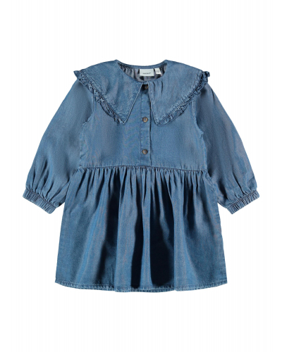 Asanne LS Collar Kjole Medium Blue Denim