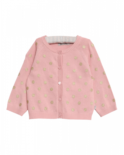 Knit Cardigan Filippa Rosa med guldprikker