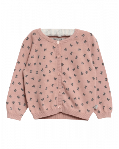 Knit Cardigan Misty Rose Sløjfeprint